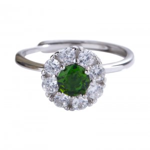 S925 Sterling Silver Ring Inlaid With Natural Diopside